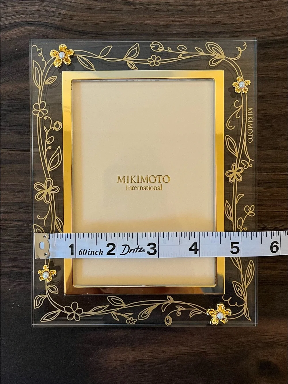 Mikimoto International Gold Tone Floral Pearl Picture Frame